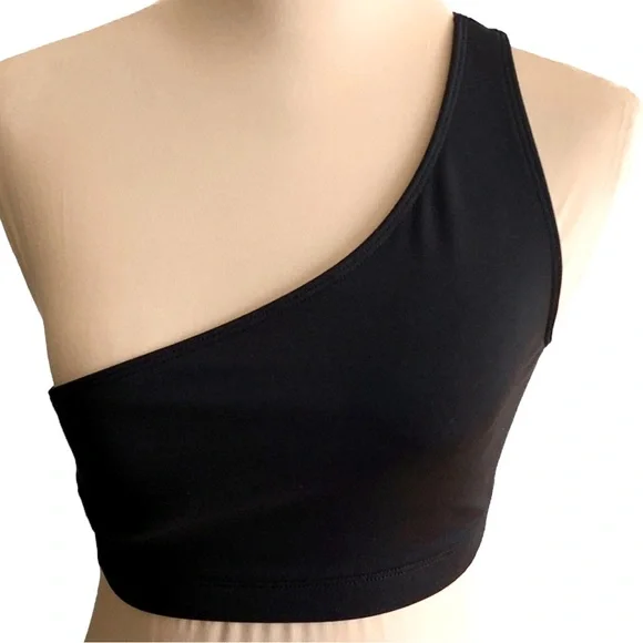 Black One Shoulder Sports Bras Size S/P - Picture 2 of 9